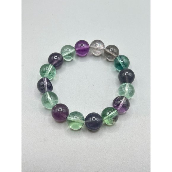 Beaded Amethyst and Quartz Stretchable Elastic Bracelet Pastel Color Beads - Picture 2 of 6